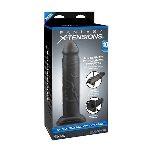 Silicone Hollow Extension 10″ Black Pipedream PD4129-23