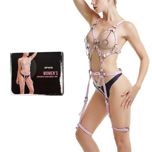 Women’s Open Breast chain Harness Pink